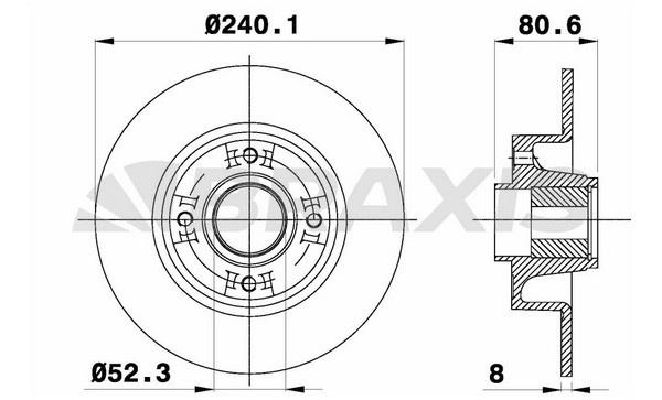 Braxis AD0032 Rear brake disc, non-ventilated AD0032: Buy near me in Poland at 2407.PL - Good price!