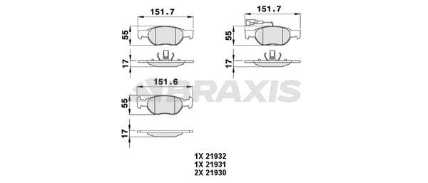 Braxis AB0063 Brake Pad Set, disc brake AB0063: Buy near me in Poland at 2407.PL - Good price!