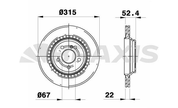 Braxis AE0767 Тормозной диск задний вентилируемый AE0767: Отличная цена - Купить в Польше на 2407.PL!