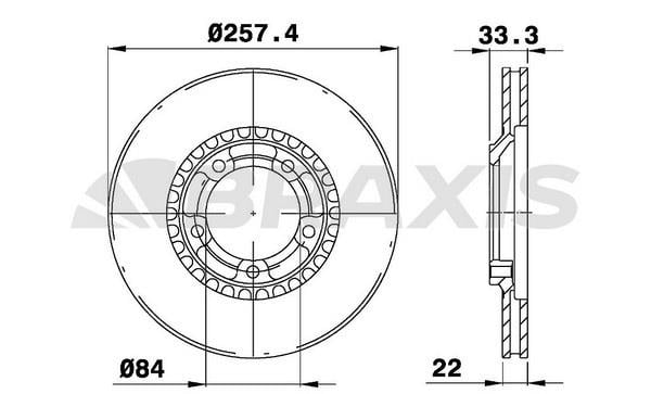 Braxis AE0702 Front brake disc ventilated AE0702: Buy near me in Poland at 2407.PL - Good price!