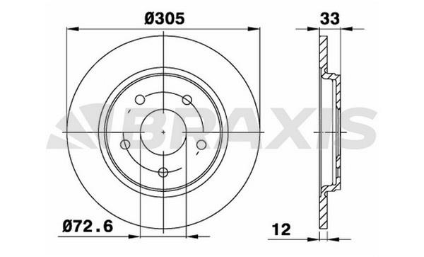 Braxis AE0676 Тормозной диск задний невентилируемый AE0676: Отличная цена - Купить в Польше на 2407.PL!