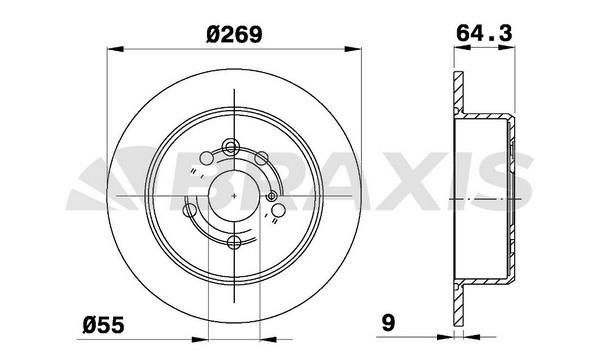 Braxis AE0650 Тормозной диск задний невентилируемый AE0650: Отличная цена - Купить в Польше на 2407.PL!