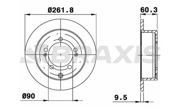 Braxis AE0632 Rear brake disc, non-ventilated AE0632: Buy near me in Poland at 2407.PL - Good price!