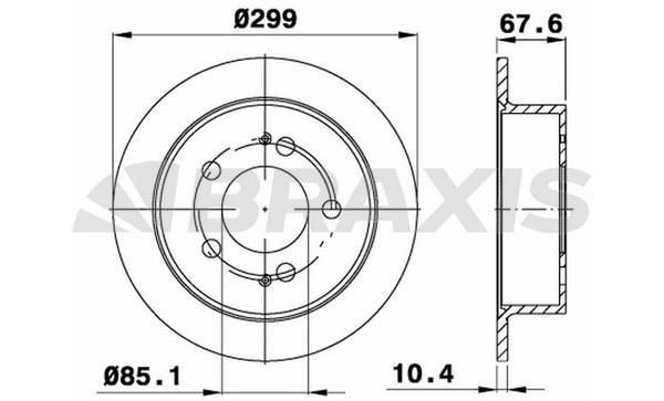 Braxis AE0631 Тормозной диск задний невентилируемый AE0631: Купить в Польше - Отличная цена на 2407.PL!