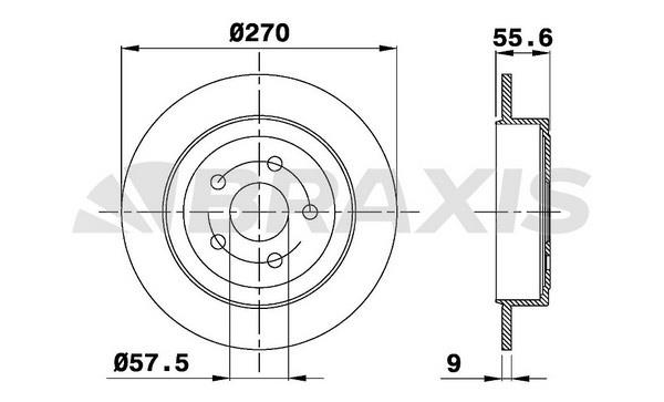 Braxis AE0560 Тормозной диск задний невентилируемый AE0560: Отличная цена - Купить в Польше на 2407.PL!