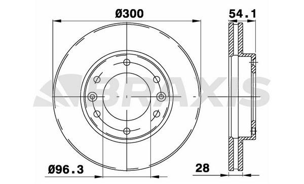 Braxis AE0556 Front brake disc ventilated AE0556: Buy near me in Poland at 2407.PL - Good price!