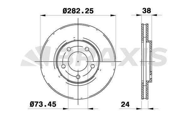 Braxis AE0540 Front brake disc ventilated AE0540: Buy near me in Poland at 2407.PL - Good price!