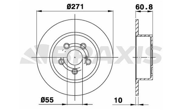 Braxis AE0537 Тормозной диск задний невентилируемый AE0537: Отличная цена - Купить в Польше на 2407.PL!