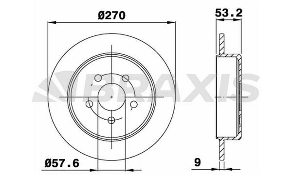 Braxis AE0533 Тормозной диск задний невентилируемый AE0533: Купить в Польше - Отличная цена на 2407.PL!