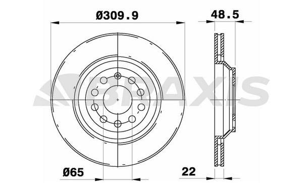 Braxis AE0531 Rear ventilated brake disc AE0531: Buy near me at 2407.PL in Poland at an Affordable price!