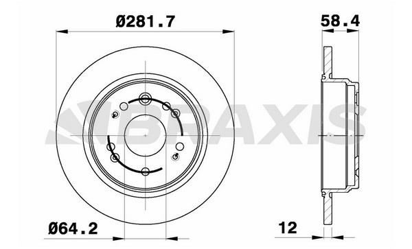 Braxis AE0516 Rear brake disc, non-ventilated AE0516: Buy near me in Poland at 2407.PL - Good price!