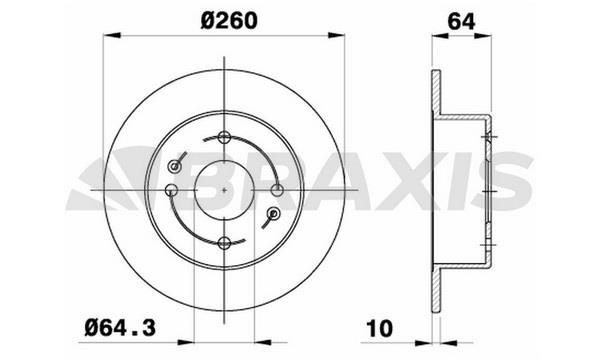 Braxis AE0485 Тормозной диск задний невентилируемый AE0485: Купить в Польше - Отличная цена на 2407.PL!