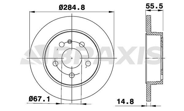 Braxis AE0484 Тормозной диск задний невентилируемый AE0484: Отличная цена - Купить в Польше на 2407.PL!