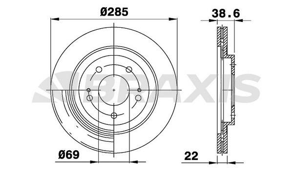 Braxis AE0480 Front brake disc ventilated AE0480: Buy near me in Poland at 2407.PL - Good price!