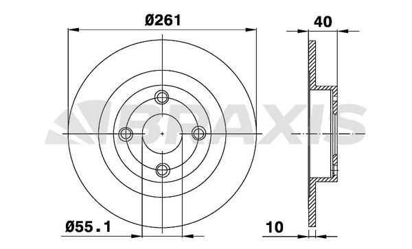 Braxis AE0466 Тормозной диск задний невентилируемый AE0466: Отличная цена - Купить в Польше на 2407.PL!