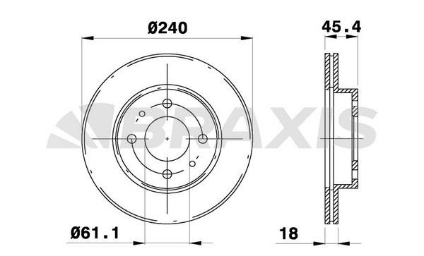 Braxis AE0451 Тормозной диск передний вентилируемый AE0451: Отличная цена - Купить в Польше на 2407.PL!