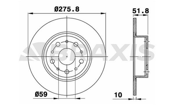 Braxis AE0435 Тормозной диск задний невентилируемый AE0435: Отличная цена - Купить в Польше на 2407.PL!