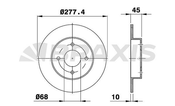 Braxis AE0420 Тормозной диск задний невентилируемый AE0420: Отличная цена - Купить в Польше на 2407.PL!