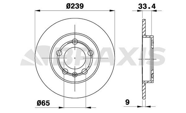 Braxis AE0415 Тормозной диск задний невентилируемый AE0415: Отличная цена - Купить в Польше на 2407.PL!