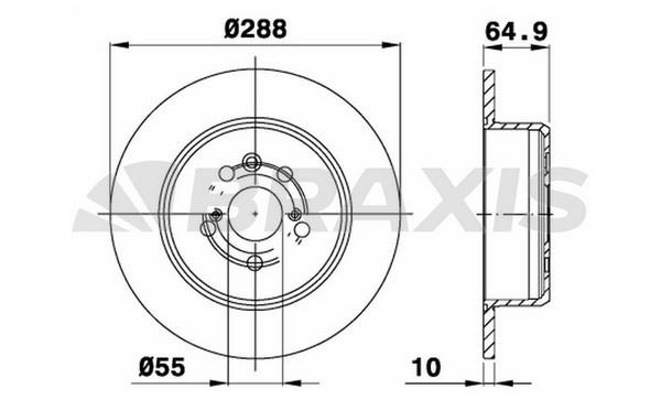 Braxis AE0414 Тормозной диск задний невентилируемый AE0414: Отличная цена - Купить в Польше на 2407.PL!