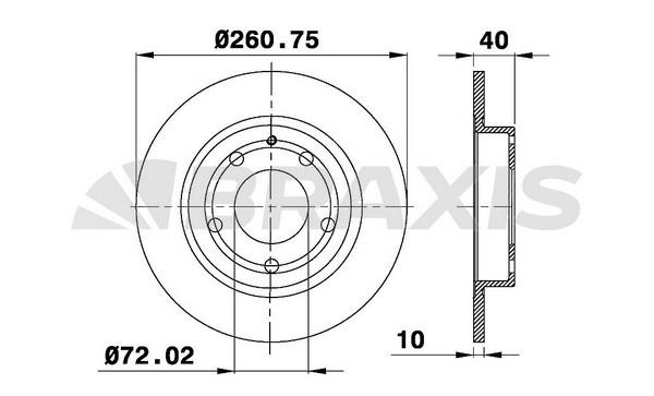 Braxis AE0401 Тормозной диск задний невентилируемый AE0401: Отличная цена - Купить в Польше на 2407.PL!