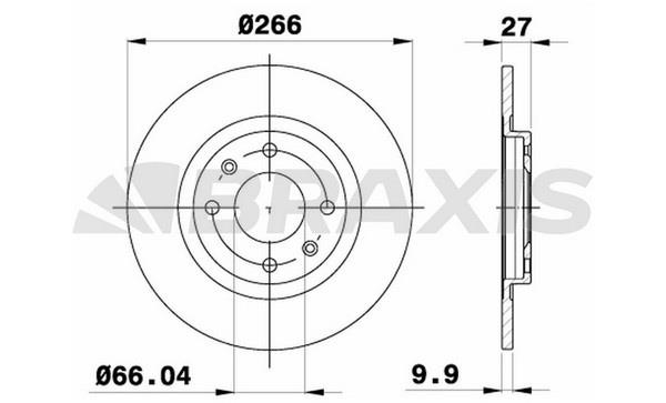 Braxis AE0390 Тормозной диск передний невентилируемый AE0390: Купить в Польше - Отличная цена на 2407.PL!