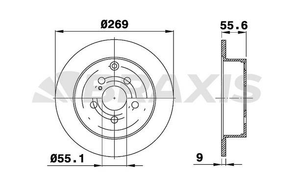 Braxis AE0380 Тормозной диск задний невентилируемый AE0380: Отличная цена - Купить в Польше на 2407.PL!