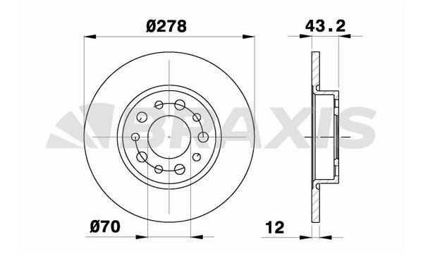 Braxis AE0346 Тормозной диск задний невентилируемый AE0346: Отличная цена - Купить в Польше на 2407.PL!