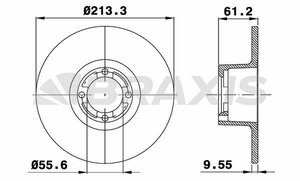 Braxis AE0332 Unventilated front brake disc AE0332: Buy near me in Poland at 2407.PL - Good price!