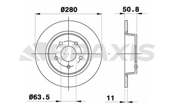 Braxis AE0320 Тормозной диск задний невентилируемый AE0320: Отличная цена - Купить в Польше на 2407.PL!