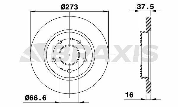 Braxis AE0303 Тормозной диск передний невентилируемый AE0303: Отличная цена - Купить в Польше на 2407.PL!
