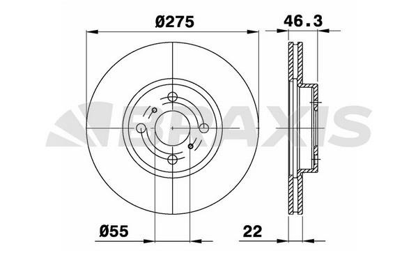 Braxis AE0295 Front brake disc ventilated AE0295: Buy near me in Poland at 2407.PL - Good price!