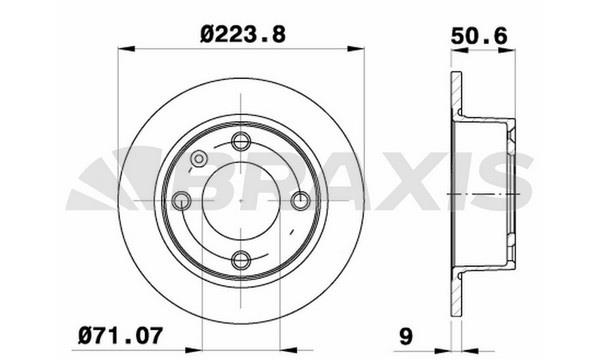 Braxis AE0282 Тормозной диск задний невентилируемый AE0282: Отличная цена - Купить в Польше на 2407.PL!