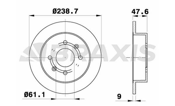 Braxis AE0280 Тормозной диск задний невентилируемый AE0280: Отличная цена - Купить в Польше на 2407.PL!