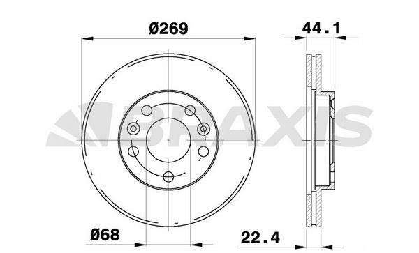 Braxis AE0261 Front brake disc ventilated AE0261: Buy near me in Poland at 2407.PL - Good price!