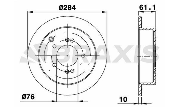 Braxis AE0243 Тормозной диск задний невентилируемый AE0243: Отличная цена - Купить в Польше на 2407.PL!