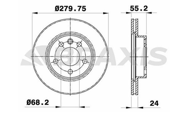 Braxis AE0237 Тормозной диск передний вентилируемый AE0237: Отличная цена - Купить в Польше на 2407.PL!
