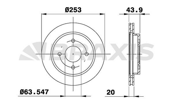 Braxis AE0232 Тормозной диск задний вентилируемый AE0232: Отличная цена - Купить в Польше на 2407.PL!