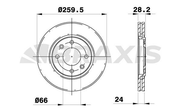 Braxis AE0226 Тормозной диск передний вентилируемый AE0226: Отличная цена - Купить в Польше на 2407.PL!
