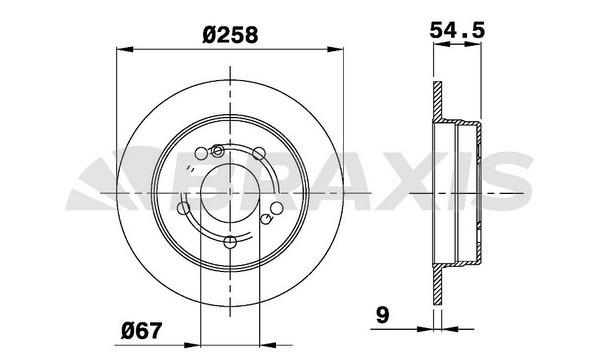 Braxis AE0223 Rear brake disc, non-ventilated AE0223: Buy near me in Poland at 2407.PL - Good price!