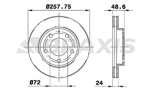 Braxis AE0215 Диск гальмівний передній вентильований AE0215: Приваблива ціна - Купити у Польщі на 2407.PL!