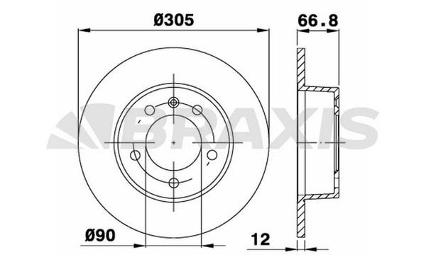 Braxis AE0174 Тормозной диск задний невентилируемый AE0174: Отличная цена - Купить в Польше на 2407.PL!