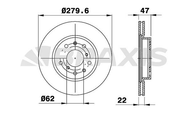 Braxis AE0173 Тормозной диск передний вентилируемый AE0173: Отличная цена - Купить в Польше на 2407.PL!