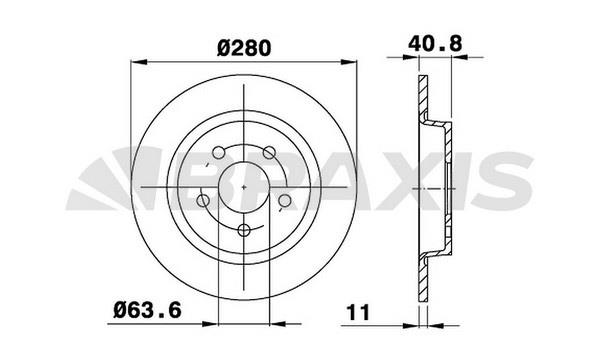 Braxis AE0162 Тормозной диск задний невентилируемый AE0162: Отличная цена - Купить в Польше на 2407.PL!