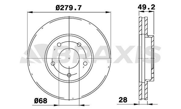 Braxis AE0137 Тормозной диск передний вентилируемый AE0137: Отличная цена - Купить в Польше на 2407.PL!