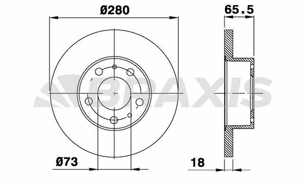Braxis AE0134 Тормозной диск передний невентилируемый AE0134: Купить в Польше - Отличная цена на 2407.PL!