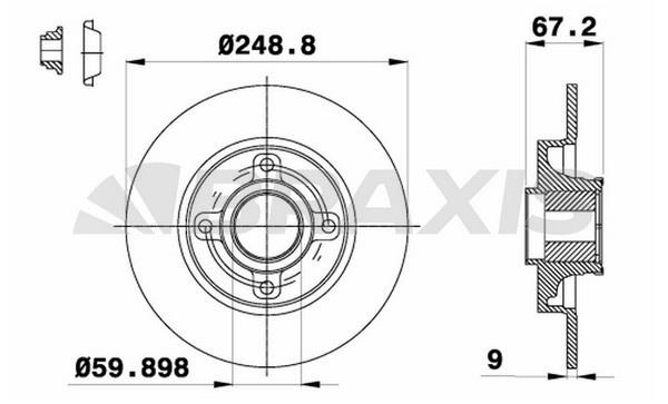 Braxis AE0098 Rear brake disc, non-ventilated AE0098: Buy near me at 2407.PL in Poland at an Affordable price!