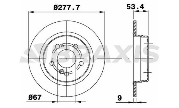 Braxis AE0065 Тормозной диск задний невентилируемый AE0065: Отличная цена - Купить в Польше на 2407.PL!