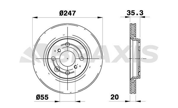 Braxis AE0023 Тормозной диск передний вентилируемый AE0023: Отличная цена - Купить в Польше на 2407.PL!