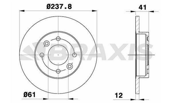 Braxis AE0014 Тормозной диск передний невентилируемый AE0014: Отличная цена - Купить в Польше на 2407.PL!